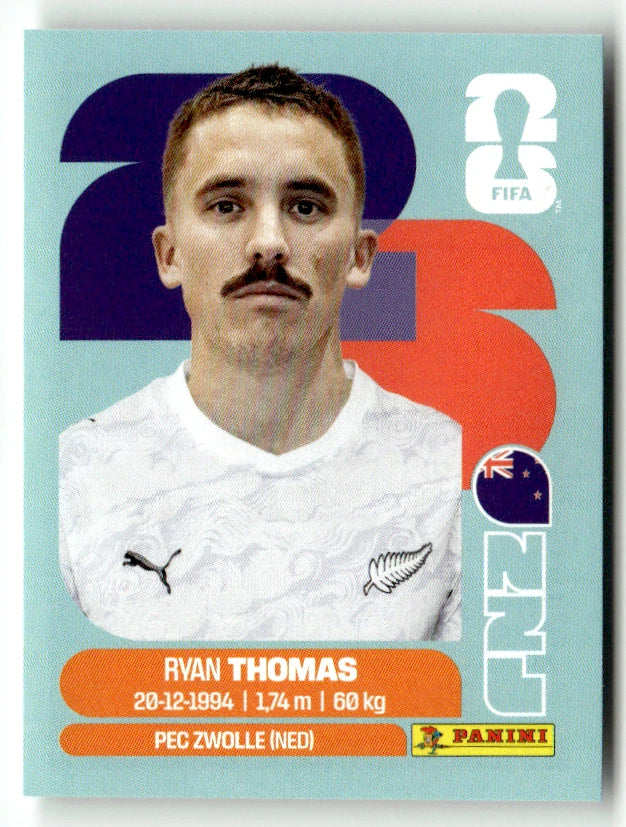 NZL 12 Ryan Thomas - Sticker autocollant Panini Coupe du Monde FIFA 2026 Nouvelle-Zélande - Pièce détachée