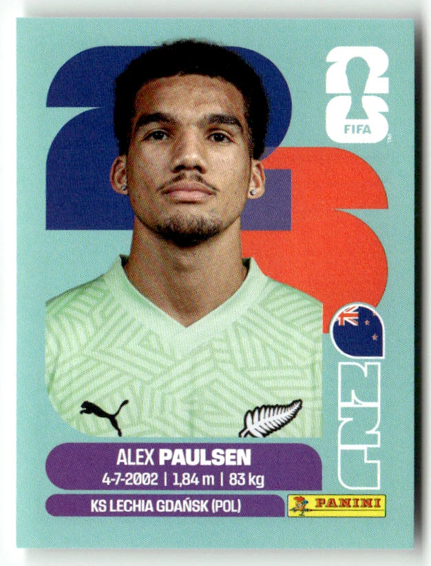 NZL 3 Alex Paulsen - Sticker autocollant Panini Coupe du Monde FIFA 2026 Nouvelle-Zélande - Pièce détachée