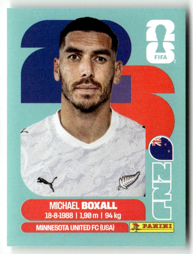 NZL 4 Michael Boxall - Sticker autocollant Panini Coupe du Monde FIFA 2026 Nouvelle-Zélande - Pièce détachée