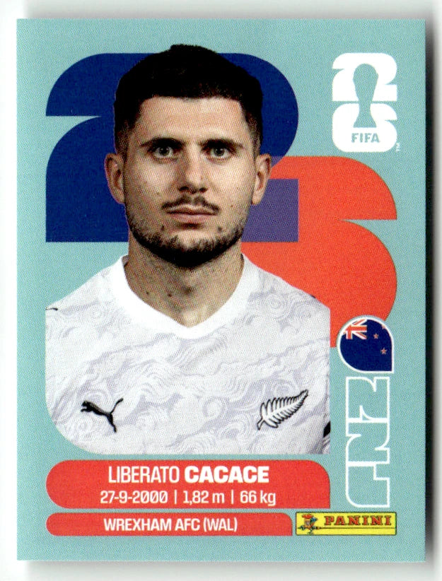 NZL 5 Liberato Cacace - Sticker autocollant Panini Coupe du Monde FIFA 2026 Nouvelle-Zélande - Pièce détachée