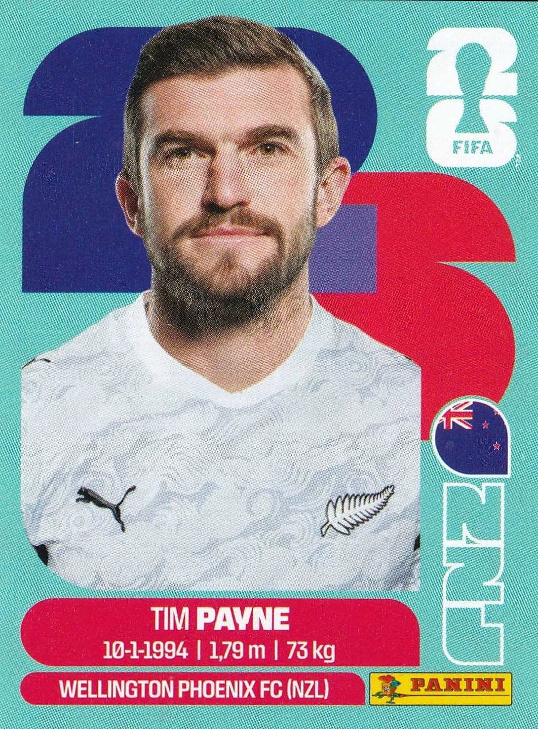 NZL 6 Tim Payne - Sticker autocollant Panini Coupe du Monde FIFA 2026 Nouvelle-Zélande - Pièce détachée