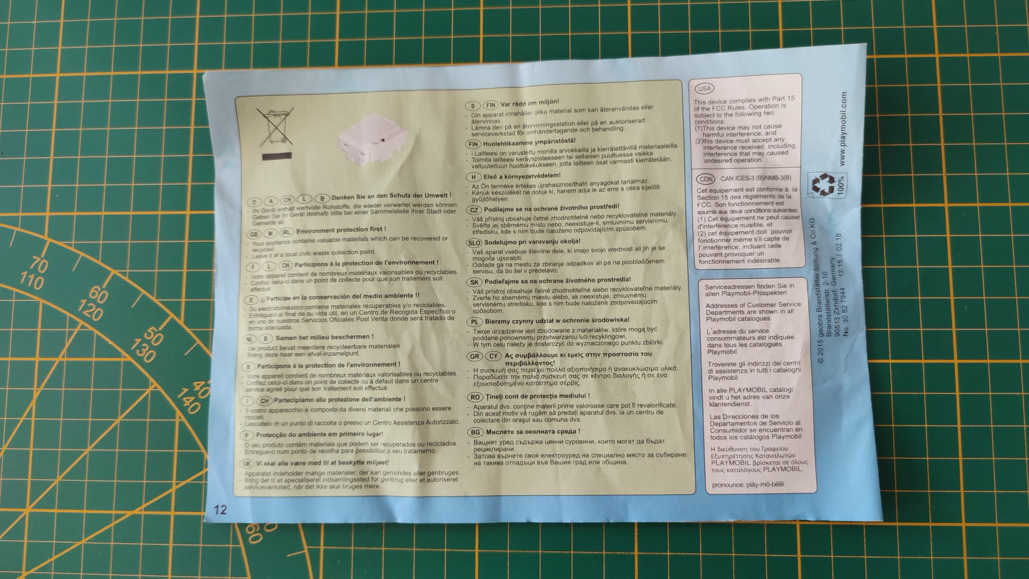 Notice de montage dans l'état pièce détachée Playmobil Set 5991 Porsche 911 Targa 4S #D44