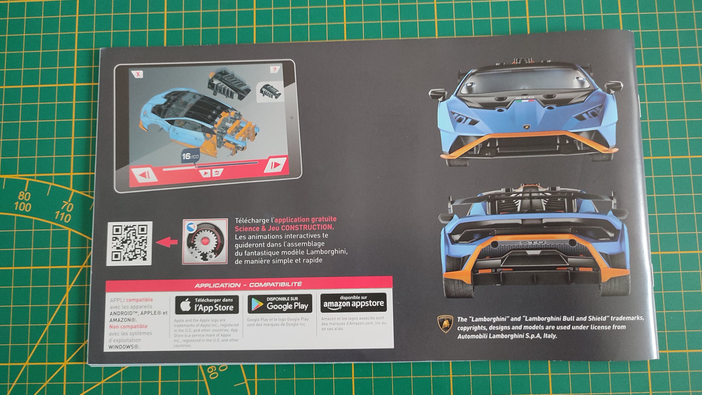 Notice de montage seule pièce détachée Clementoni mon atelier de mécanique Lamborghini Huracan STO #D71