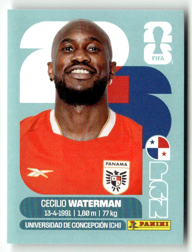 PAN 18 Cecilio Waterman - Sticker autocollant Panini Coupe du Monde FIFA 2026 Panama - Pièce détachée