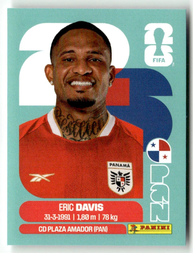 PAN 7 Eric Davis - Sticker autocollant Panini Coupe du Monde FIFA 2026 Panama - Pièce détachée