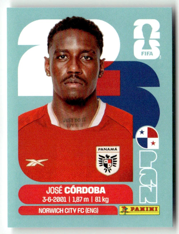 PAN 8 Jose Cordoba - Sticker autocollant Panini Coupe du Monde FIFA 2026 Panama - Pièce détachée