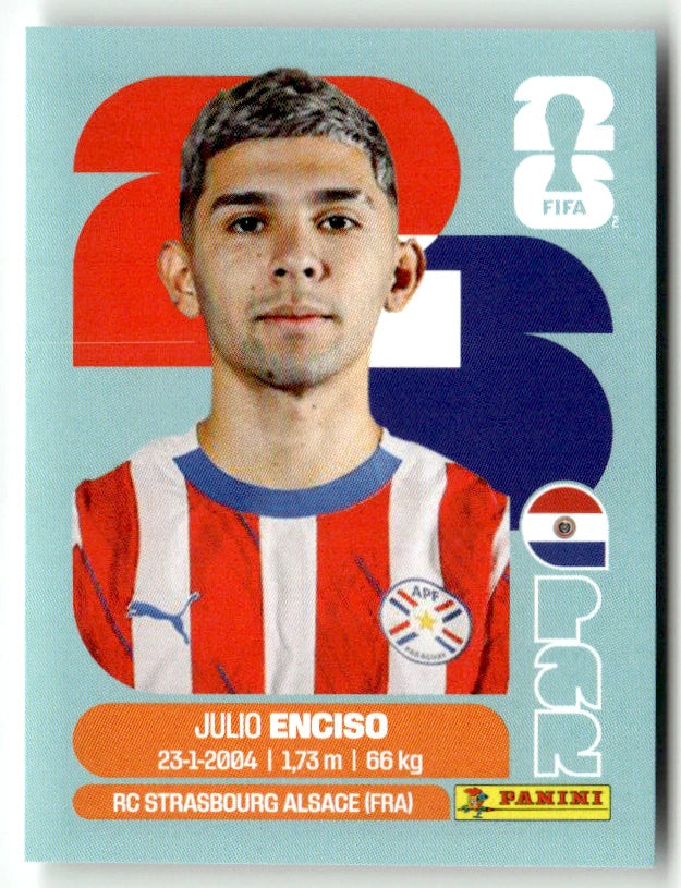 PAR 15 Julio Enciso - Sticker autocollant Panini Coupe du Monde FIFA 2026 Paraguay - Pièce détachée