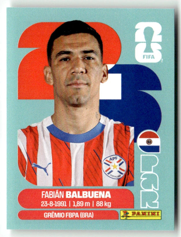 PAR 5 Fabian Balbuena - Sticker autocollant Panini Coupe du Monde FIFA 2026 Paraguay - Pièce détachée