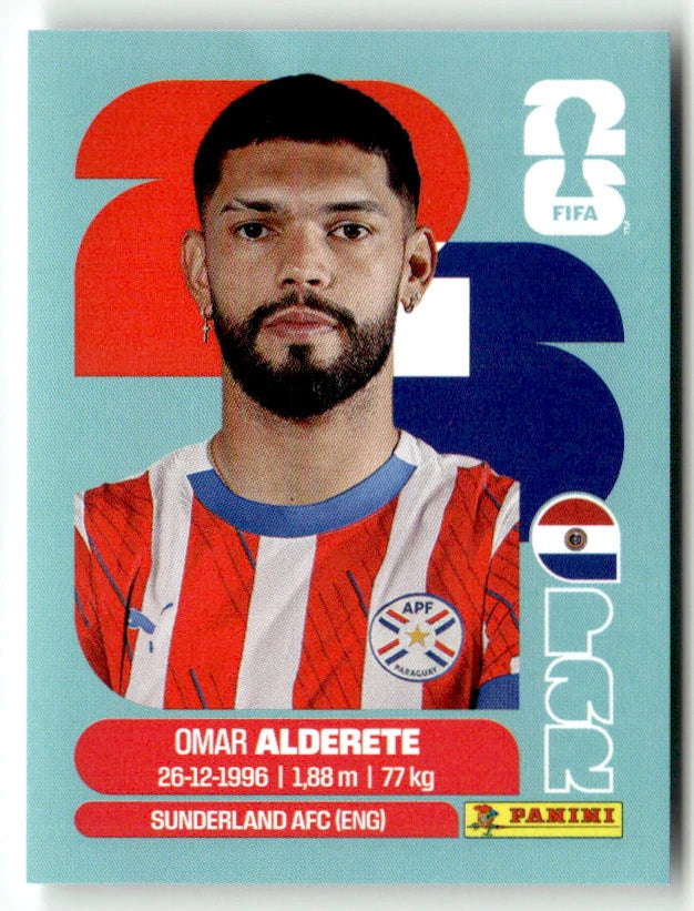 PAR 7 Omar Alderete - Sticker autocollant Panini Coupe du Monde FIFA 2026 Paraguay - Pièce détachée