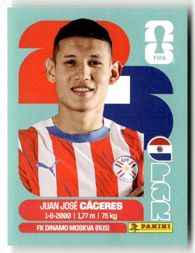 Par 6 Juan Jose Cáceres - Sticker autocollant Panini Coupe du Monde FIFA 2026 Paraguay - Pièce détachée