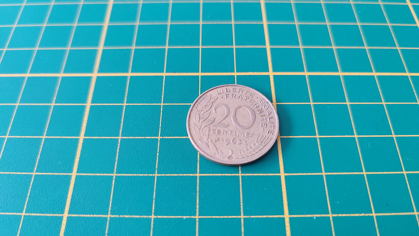 Pièce de 20 ct centimes de franc 1963 pièce de monnaie #SPDF