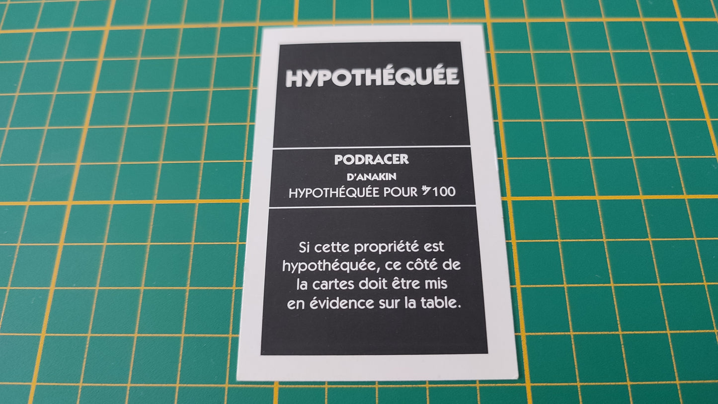 Propriété Podracer d'Anakin pièce détachée jeu de société Monopoly Star Wars épisode 1 #A81