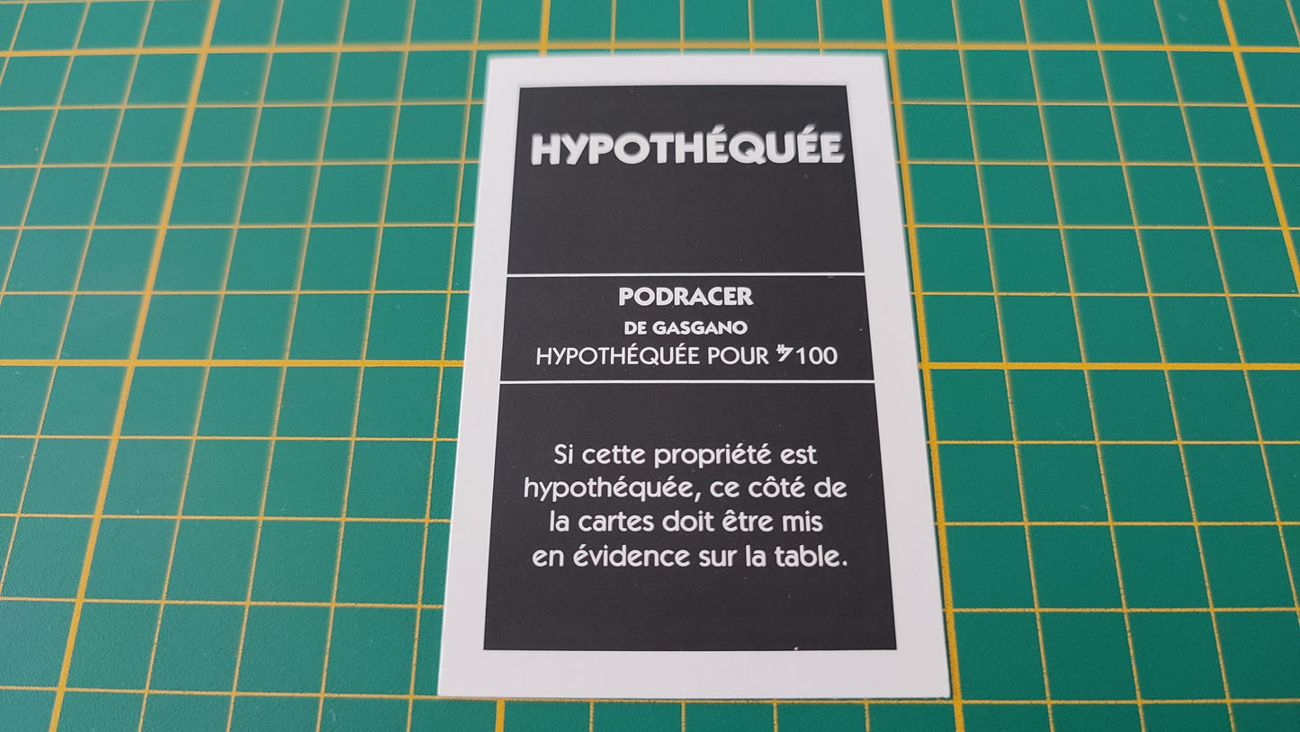 Propriété Podracer de Gasgano pièce détachée jeu de société Monopoly Star Wars épisode 1 #A81