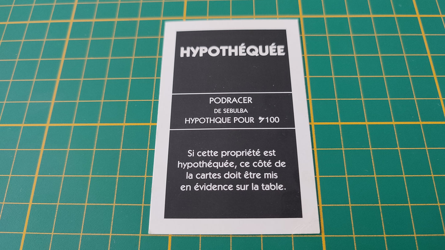 Propriété Podracer de Sebulba pièce détachée jeu de société Monopoly Star Wars épisode 1 #A81