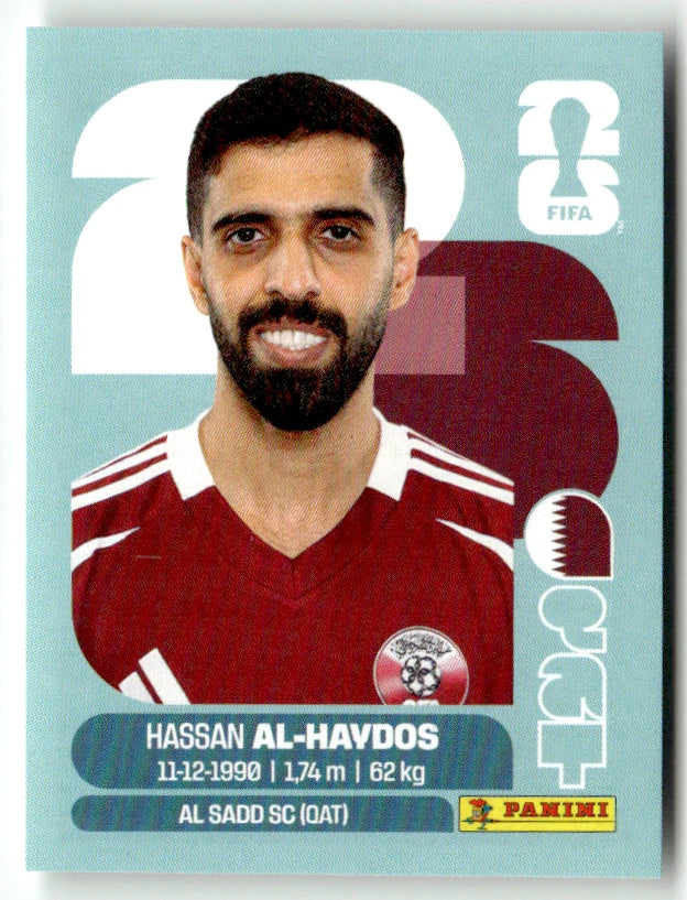 QAT 16 Hassan Al-Haydos - Sticker autocollant Panini Coupe du Monde FIFA 2026 Quatar - Pièce détachée