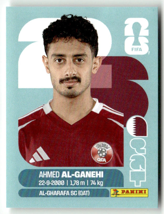 QAT 19 Ahmed Al-Ganehi - Sticker autocollant Panini Coupe du Monde FIFA 2026 Quatar - Pièce détachée