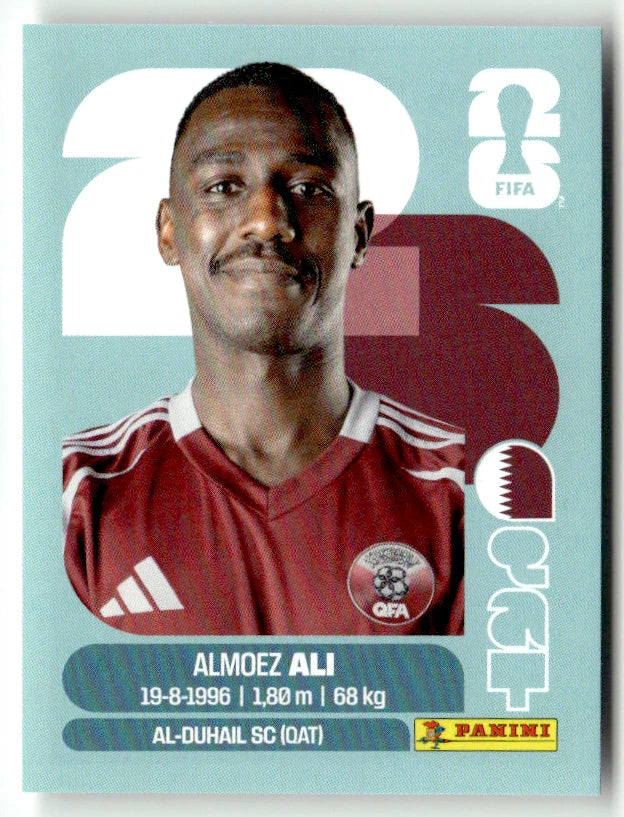 QAT 20 Almoez Ali - Sticker autocollant Panini Coupe du Monde FIFA 2026 Quatar - Pièce détachée