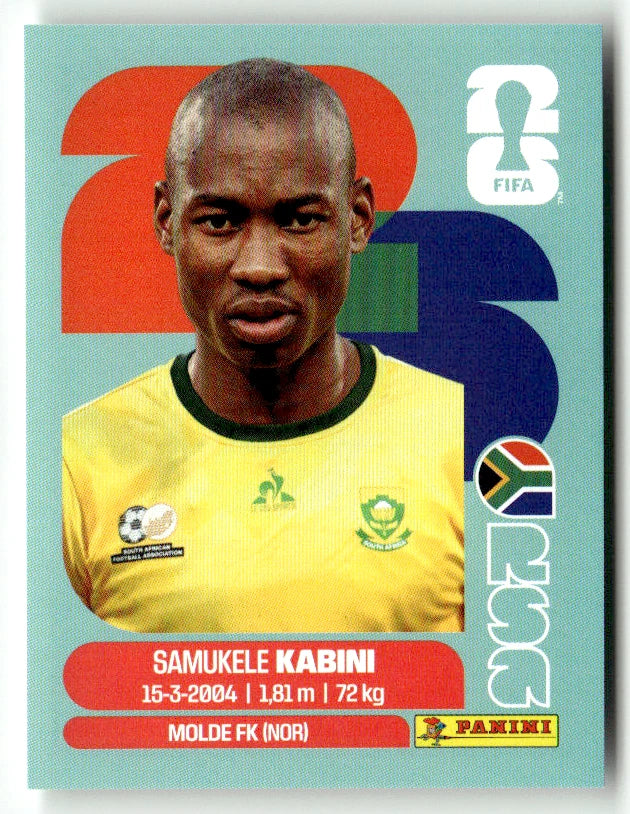 RSA 5 Samukele Kabini - Sticker autocollant Panini Coupe du Monde FIFA 2026 Afrique du Sud - Pièce détachée