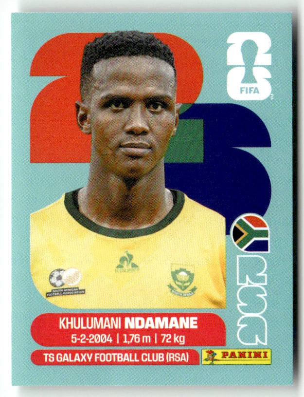 RSA 7 Khulumani Ndamane - Sticker autocollant Panini Coupe du Monde FIFA 2026 Afrique du Sud - Pièce détachée