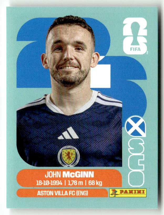 SCO 17 John McGinn - Sticker autocollant Panini Coupe du Monde FIFA 2026 Ecosse - Pièce détachée