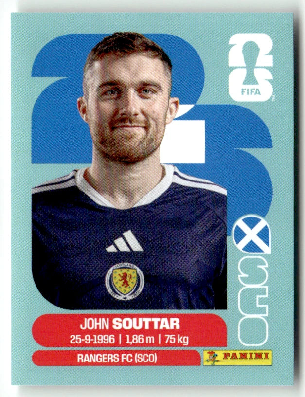 SCO 8 John Souttar - Sticker autocollant Panini Coupe du Monde FIFA 2026 Écosse - Pièce détachée