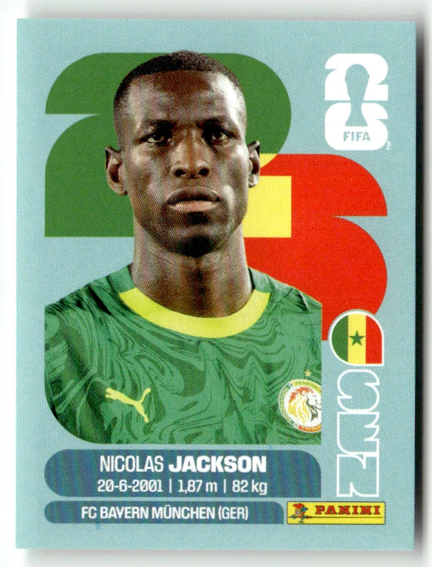 SEN 19 Nicolas Jackson - Sticker autocollant Panini Coupe du Monde FIFA 2026 Sénégal - Pièce détachée