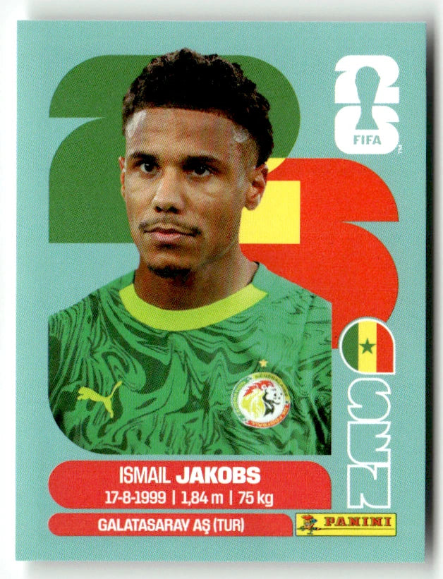 SEN 6 Ismail Jakobs - Sticker autocollant Panini Coupe du Monde FIFA 2026 Sénégal - Pièce détachée
