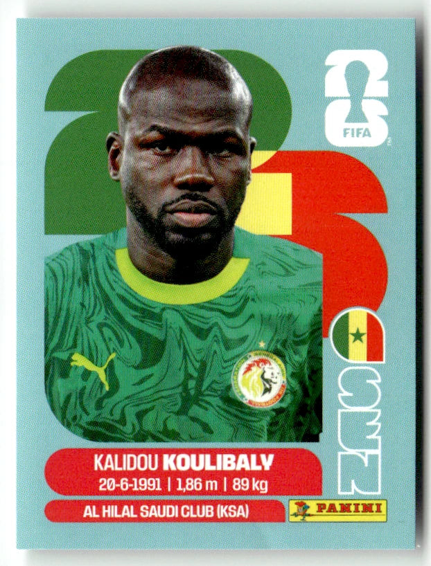 SEN 8 Kalidou Koulibaly - Sticker autocollant Panini Coupe du Monde FIFA 2026 Sénégal - Pièce détachée