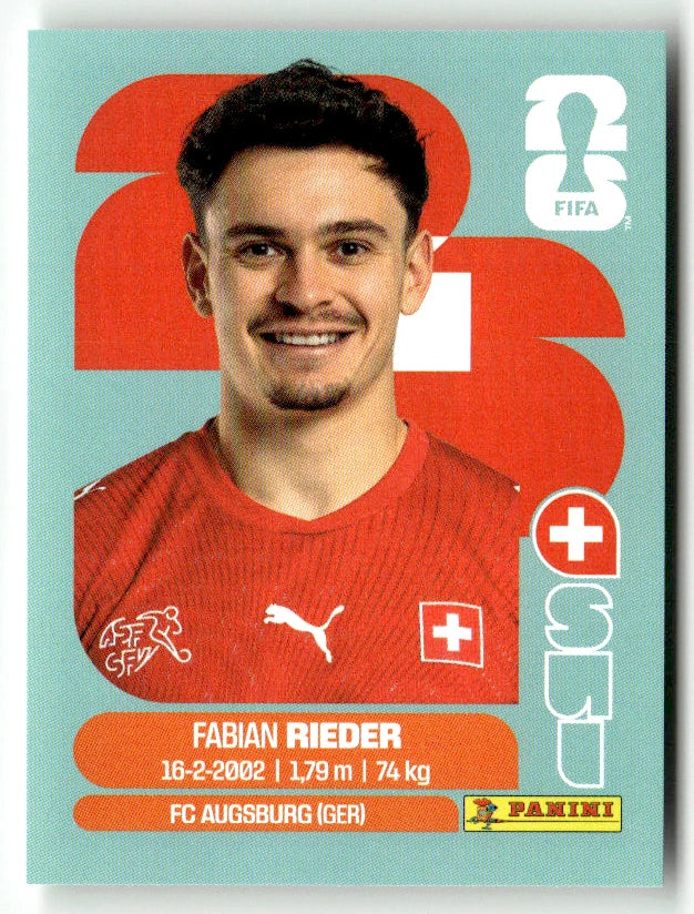 SUI 12 Fabian Rieder - Sticker autocollant Panini Coupe du Monde FIFA 2026 Suisse - Pièce détachée