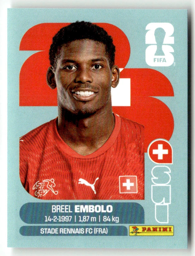 SUI 17 Breel Embolo - Sticker autocollant Panini Coupe du Monde FIFA 2026 Suisse - Pièce détachée