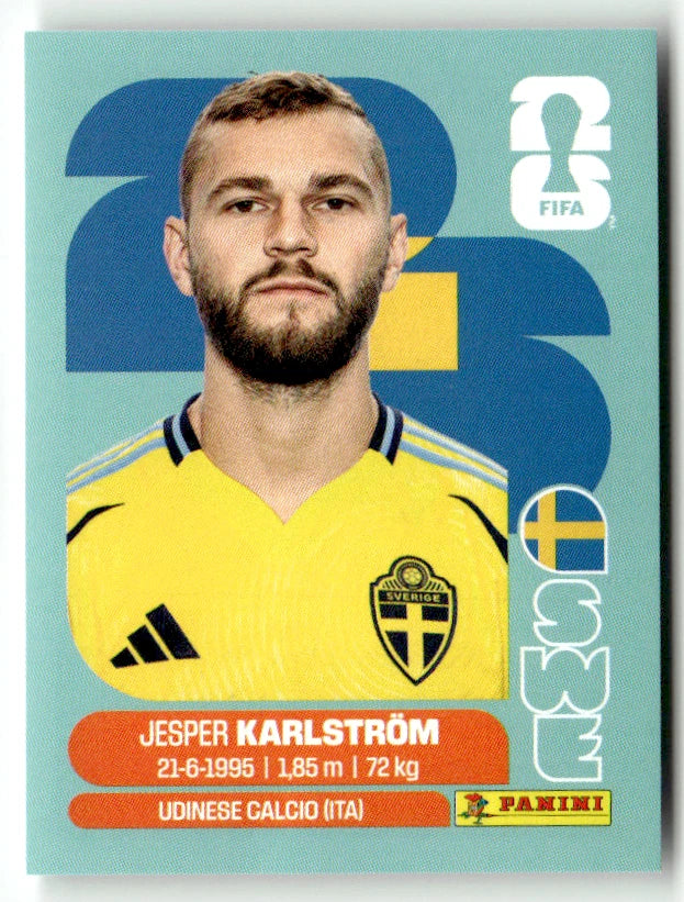 SWE 10 Jesper Karlström - Sticker autocollant Panini Coupe du Monde FIFA 2026 Suède - Pièce détachée