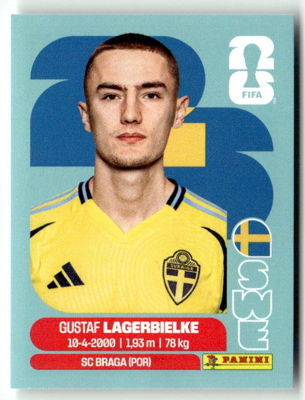 SWE 7 Gustaf Lagerbielke - Sticker autocollant Panini Coupe du Monde FIFA 2026 Suède - Pièce détachée