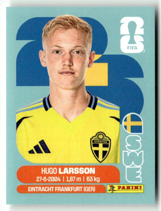 SWE 9 Hugo Larsson - Sticker autocollant Panini Coupe du Monde FIFA 2026 Suède - Pièce détachée