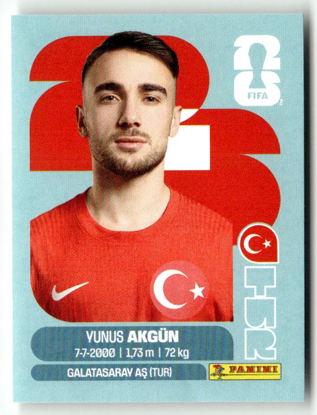 TUR 16 Yunus Akgün - Sticker autocollant Panini Coupe du Monde FIFA 2026 Turquie - Pièce détachée