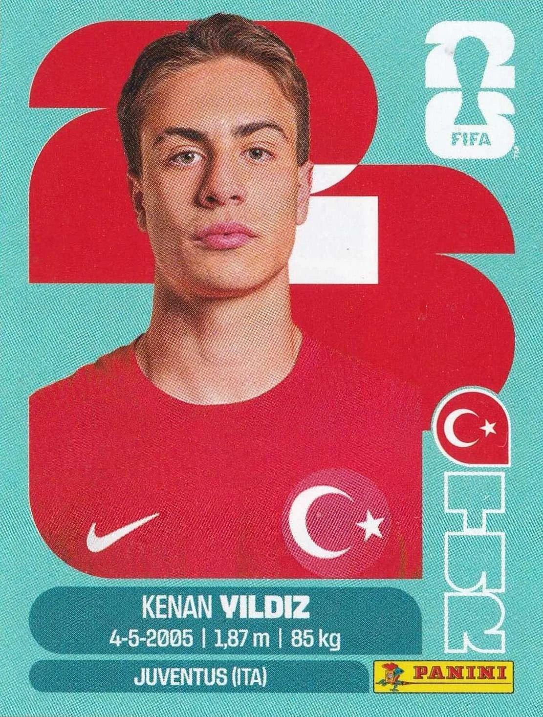 TUR 20 Kenan Yildiz - Sticker autocollant Panini Coupe du Monde FIFA 2026 Turquie - Pièce détachée