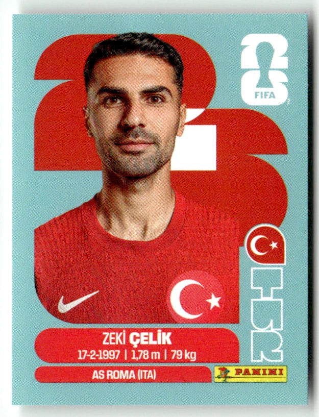 TUR 4 Zeki Celik - Sticker autocollant Panini Coupe du Monde FIFA 2026 Turquie - Pièce détachée