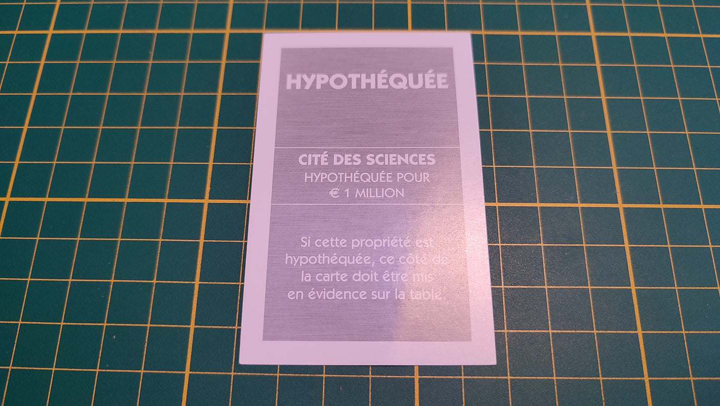 Titre de propriété Cité des sciences pièce détachée jeu de société Monopoly Et si le Monopoly était inventé aujourd'hui #C22