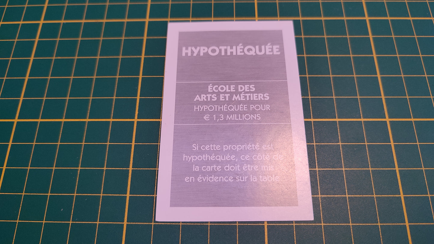 Titre de propriété Ecole des arts et métiers pièce détachée jeu de société Monopoly Et si le Monopoly était inventé aujourd'hui #C22