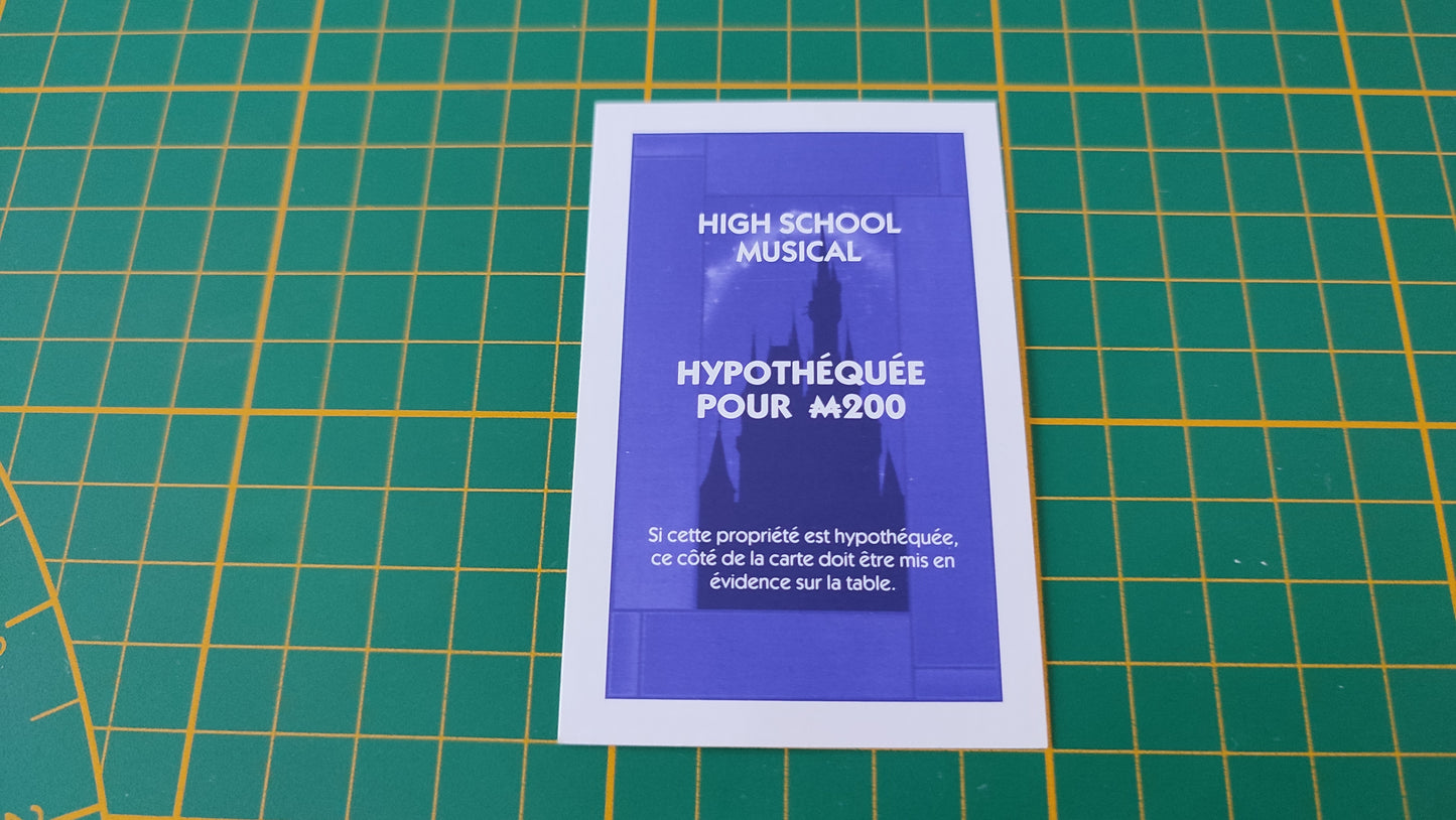 Titre de propriété High school musical pièce détachée jeu de société Monopoly Disney éditions Hasbro #B94