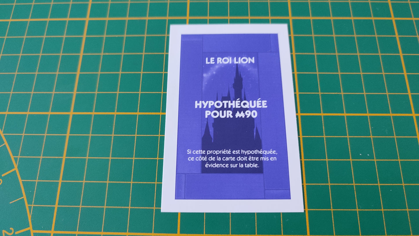 Titre de propriété Le Roi Lion pièce détachée jeu de société Monopoly Disney éditions Hasbro #B94