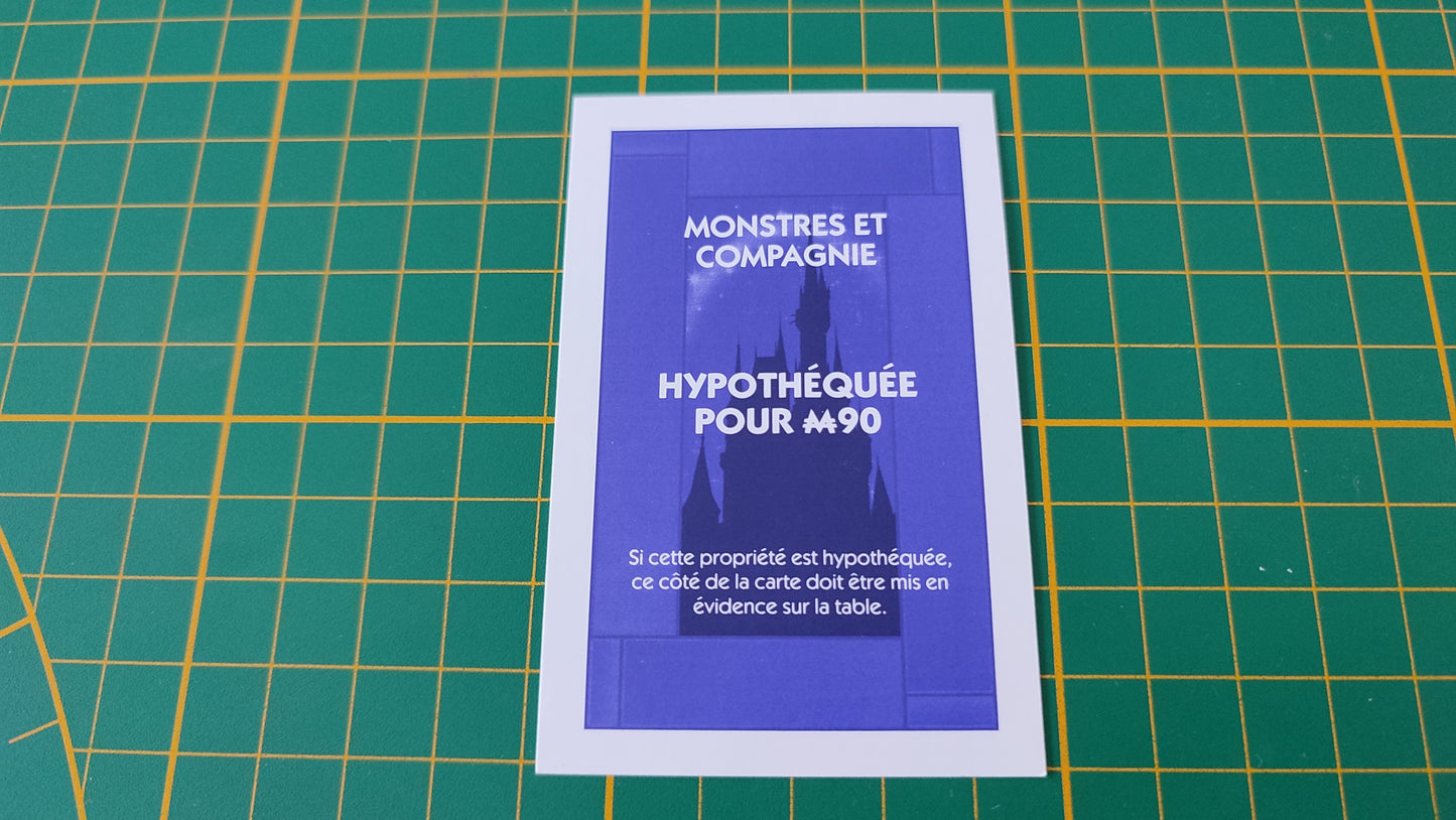 Titre de propriété Monstre et compagnie pièce détachée jeu de société Monopoly Disney éditions Hasbro #B94