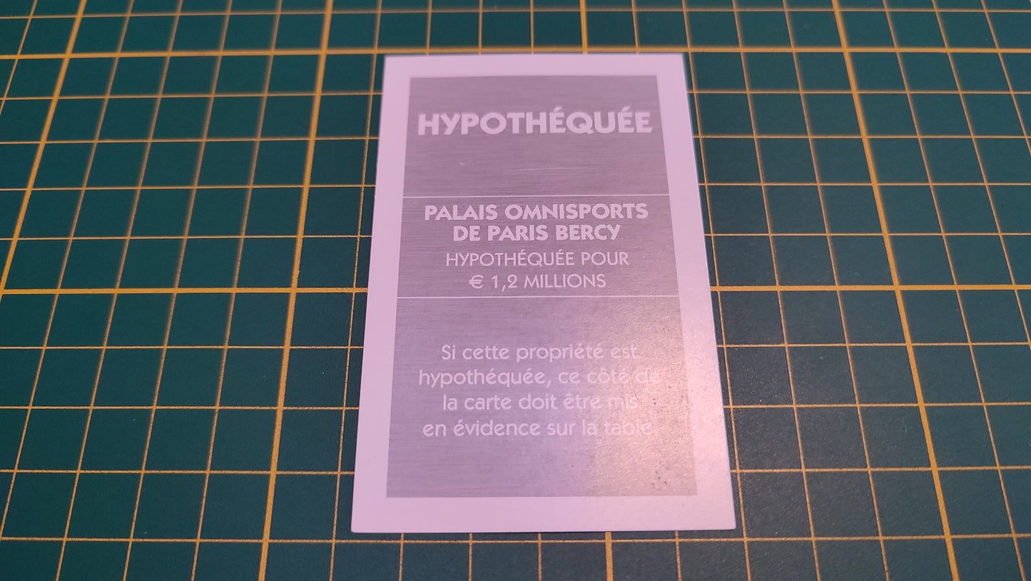 Titre de propriété Palais Omnisports de Paris Bercy pièce détachée jeu de société Monopoly Et si le Monopoly était inventé aujourd'hui #C22