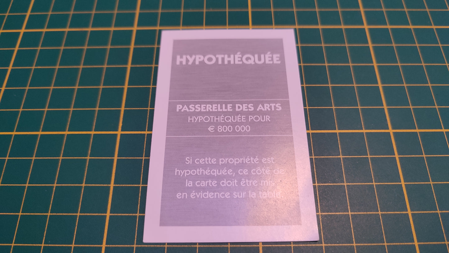Titre de propriété Passerelle des arts pièce détachée jeu de société Monopoly Et si le Monopoly était inventé aujourd'hui #C22