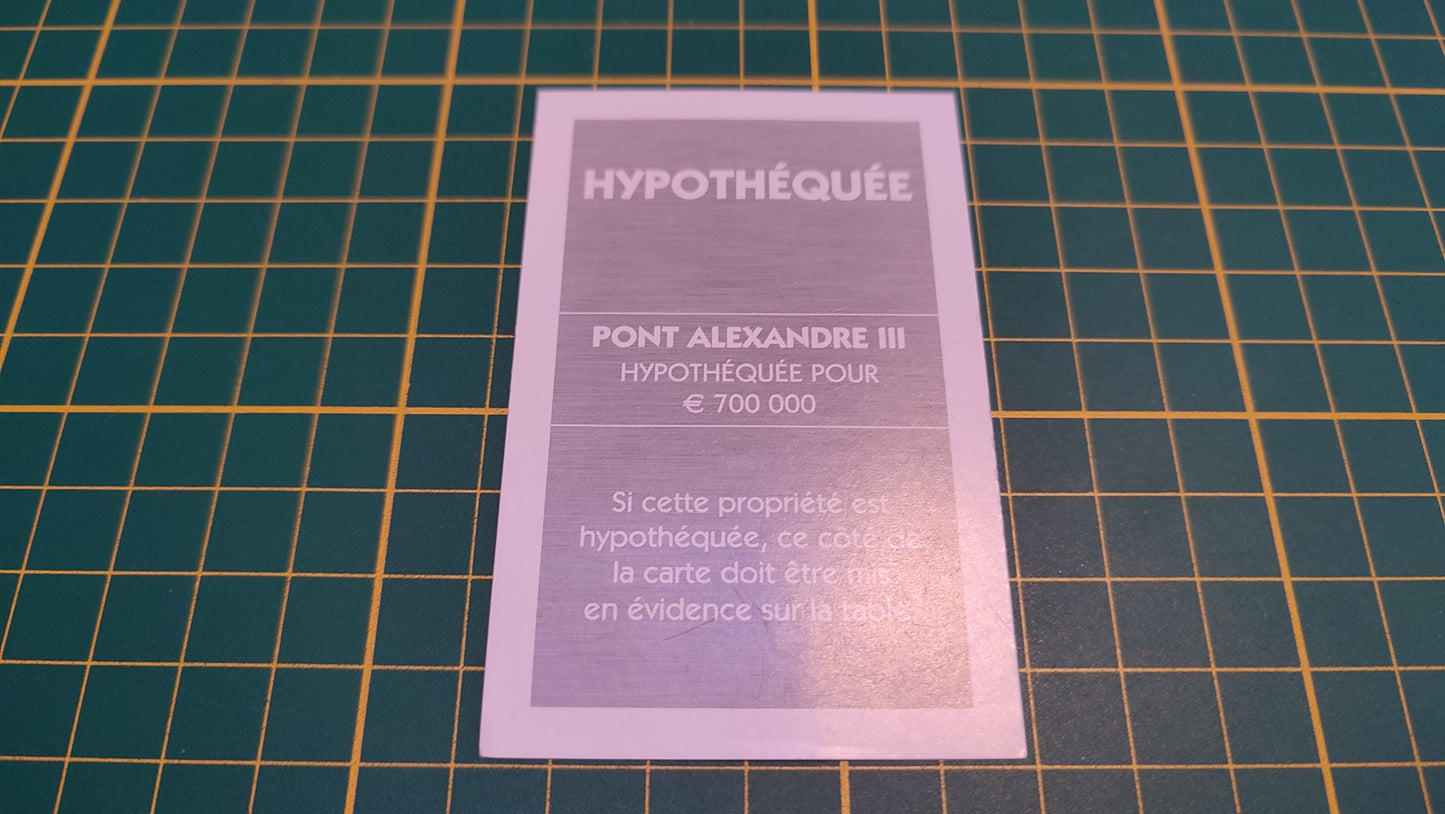 Titre de propriété Pont Alexandre III pièce détachée jeu de société Monopoly Et si le Monopoly était inventé aujourd'hui #C22