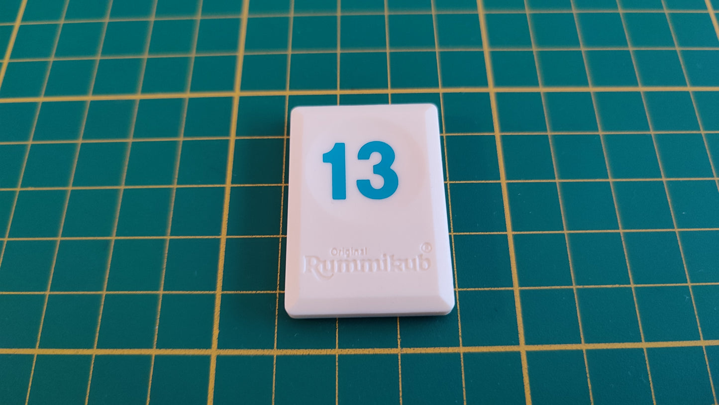 Tuile chiffre 13 treize bleu pièce détachée L'original Rummikub chiffres M&M Ventures 2014 #C39