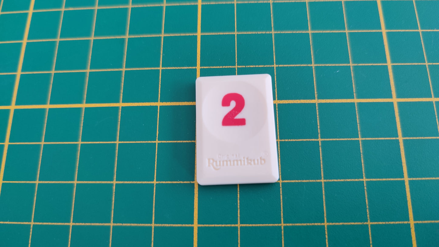 Tuile chiffre 2 deux rouge pièce détachée jeu de société Rummikub Le rami des chiffres jeu de voyage Hasbro #C68