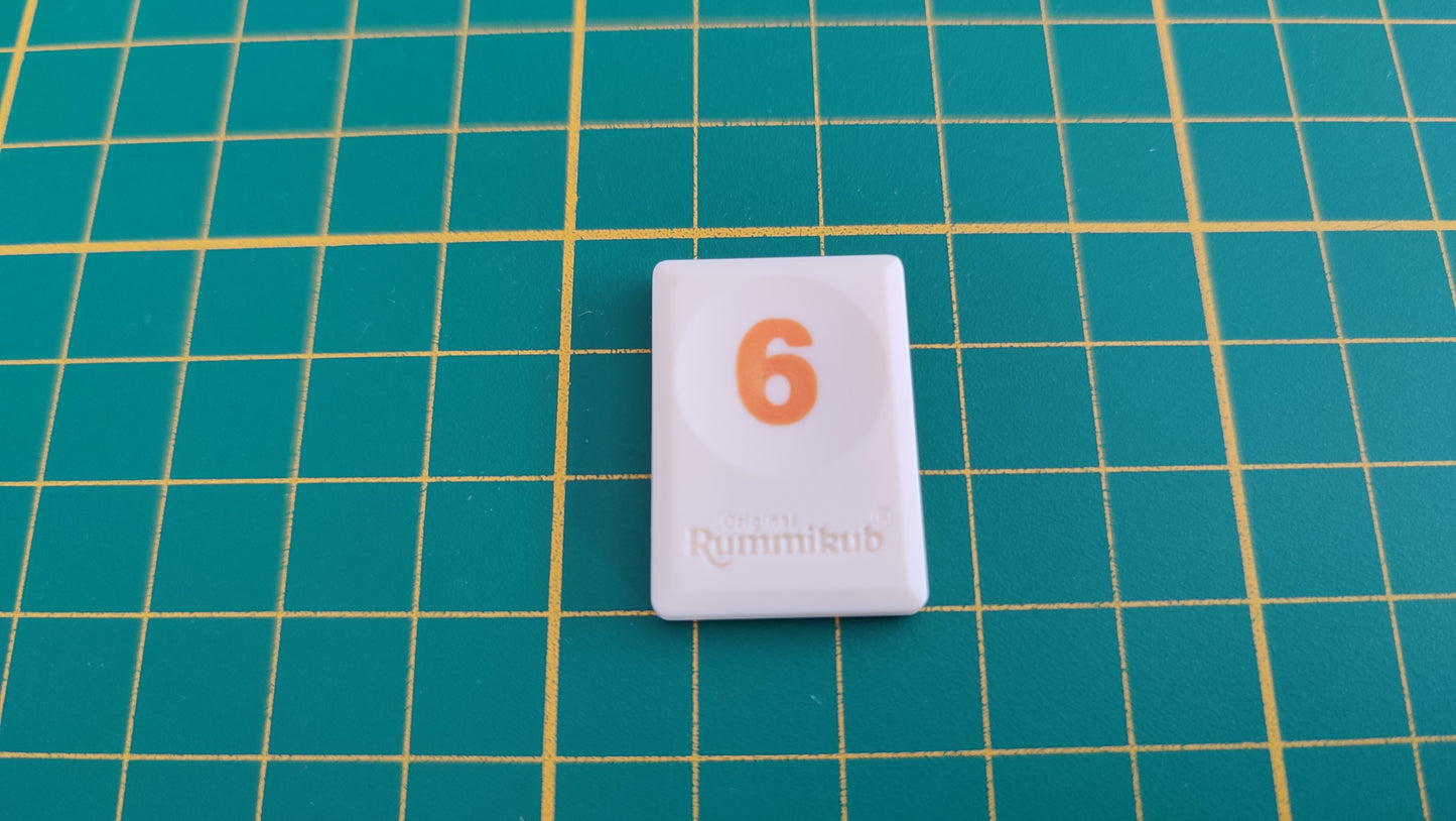 Tuile chiffre 6 six orange pièce détachée jeu de société Rummikub Le rami des chiffres jeu de voyage Hasbro #C68