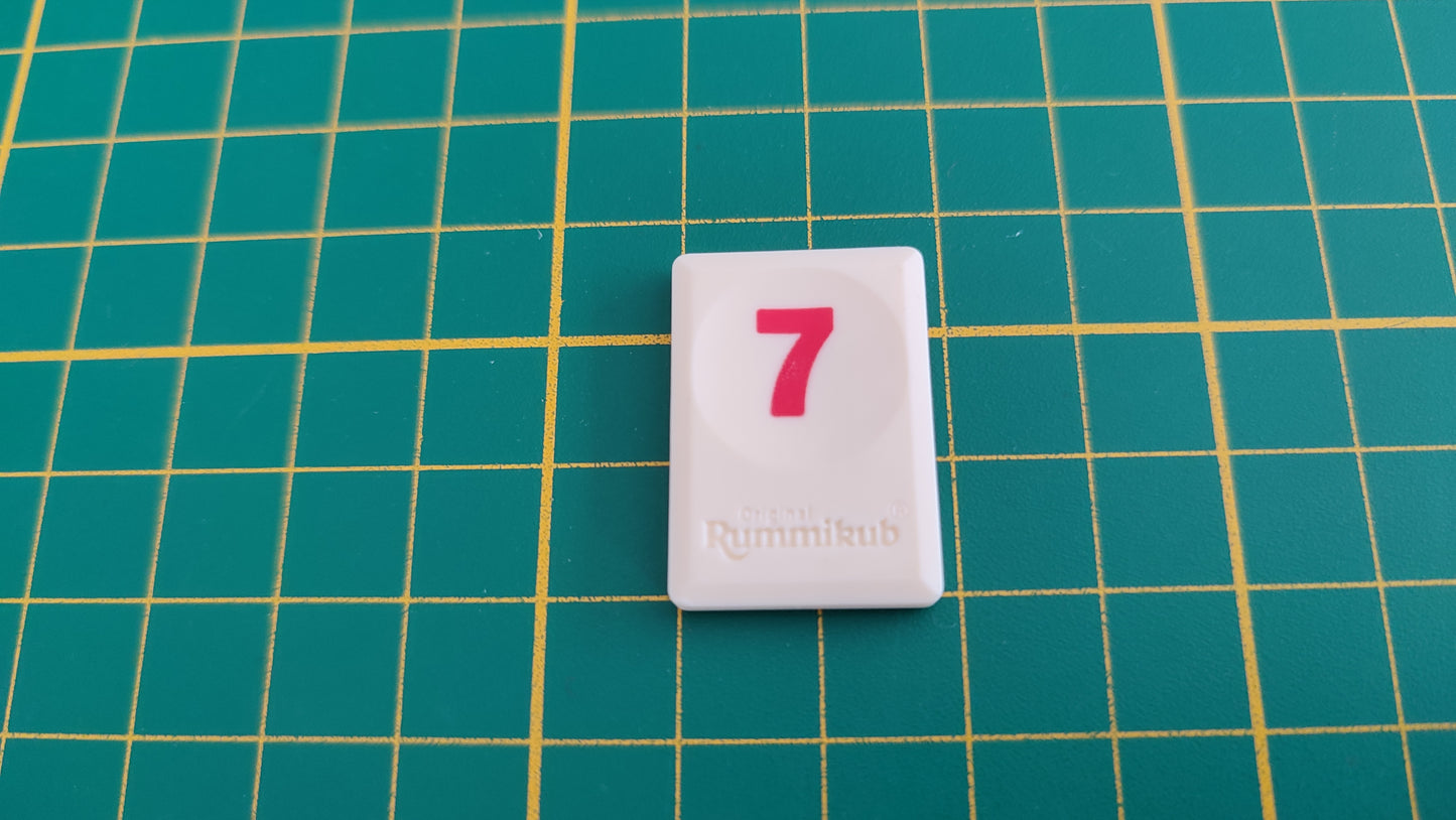 Tuile chiffre 7 sept rouge pièce détachée jeu de société Rummikub Le rami des chiffres jeu de voyage Hasbro #C68