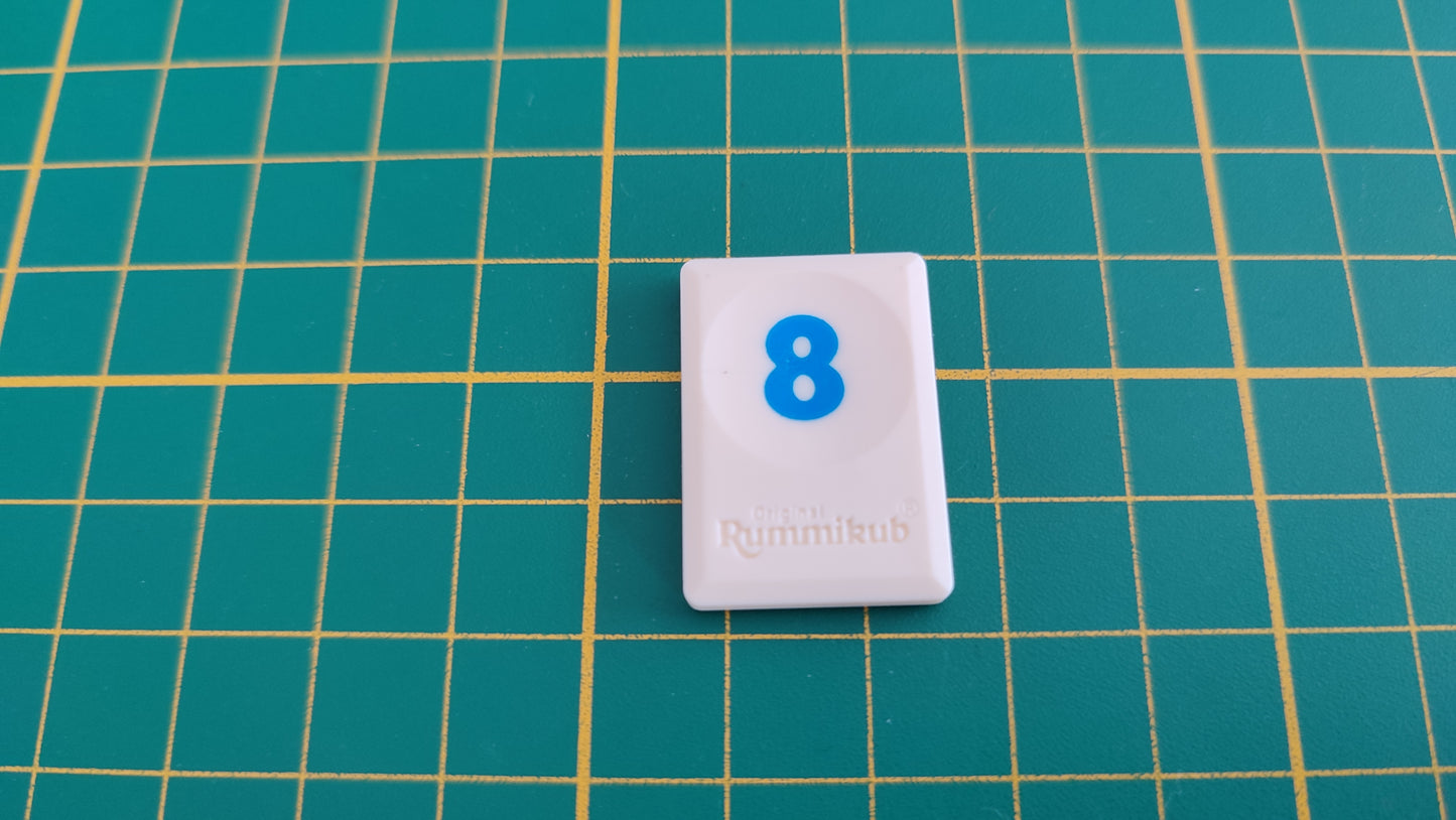 Tuile chiffre 8 huit bleu pièce détachée jeu de société Rummikub Le rami des chiffres jeu de voyage Hasbro #C68