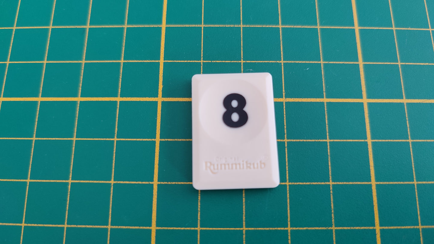 Tuile chiffre 8 huit noir pièce détachée jeu de société Rummikub Le rami des chiffres jeu de voyage Hasbro #C68